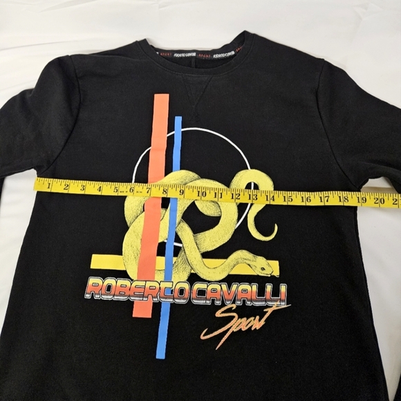 Roberto Cavalli Sport Racing Stripe Sweatshirt Black and Yellow Size Medium - Picture 9 of 10